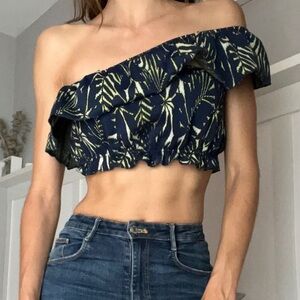 Zara Tropical Bandeau Crop Top